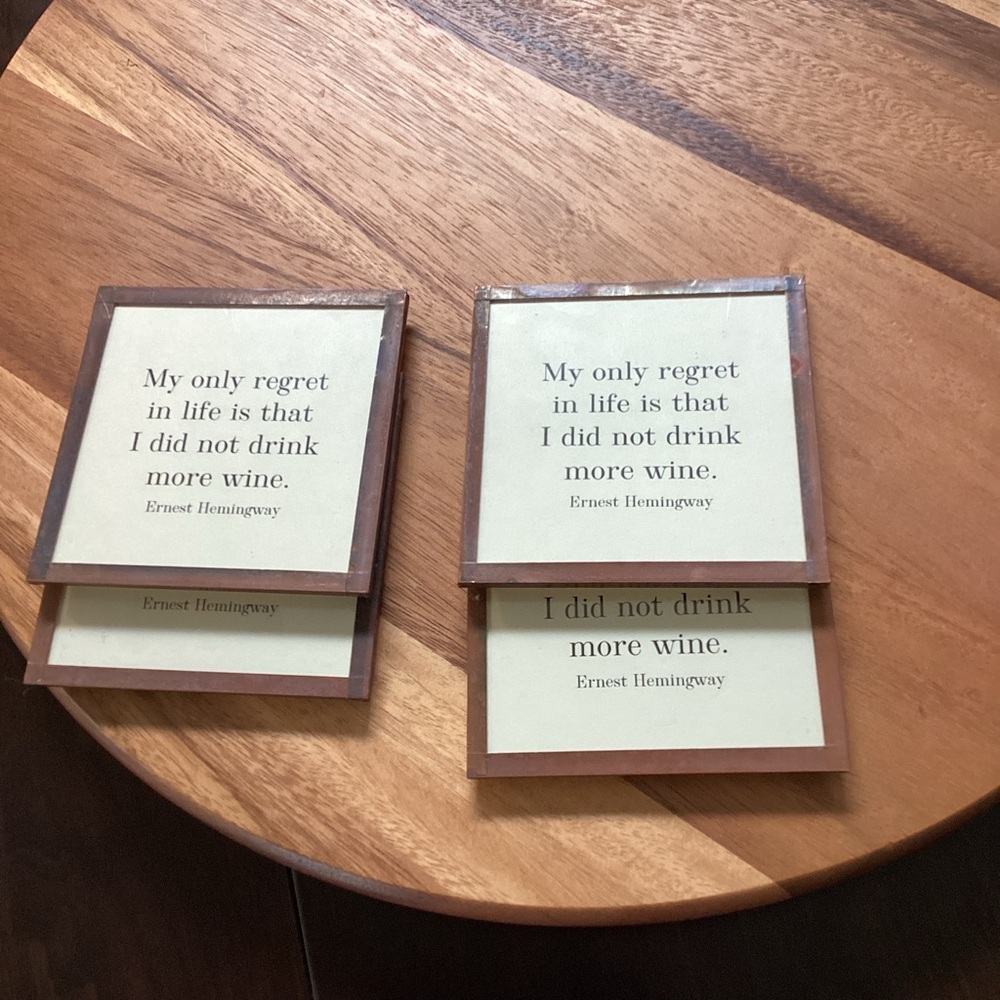 BEN'S GARDEN Handcrafted Coasters (4). Antiqed copper & glass. Like New